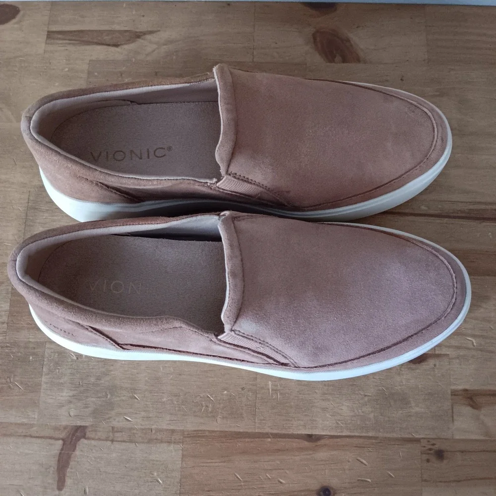 Vionic Kearny Slip On Sneakers Womens 6 Pink Suede Good Platform Shimmer - Picture 4 of 11